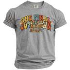 Gray t-shirt with retro graphic: "The Final Mike's Bach Malibu, CA Summer 2026".