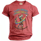 T-shirt with golf graphic and text "Last Swing Before the Ring Bachelor Weekend 2026".