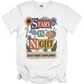 White t-shirt with "STARY IS NIGHT" and "STARRY NIGHT & SUNFLOWERS" text and art.