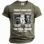 T-shirt announcing "Tonight's Main Event" with groom and bride portraits.