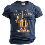 T-shirt with gold champagne bottle graphic, "The Final Countdown" and "Mike's Bach".
