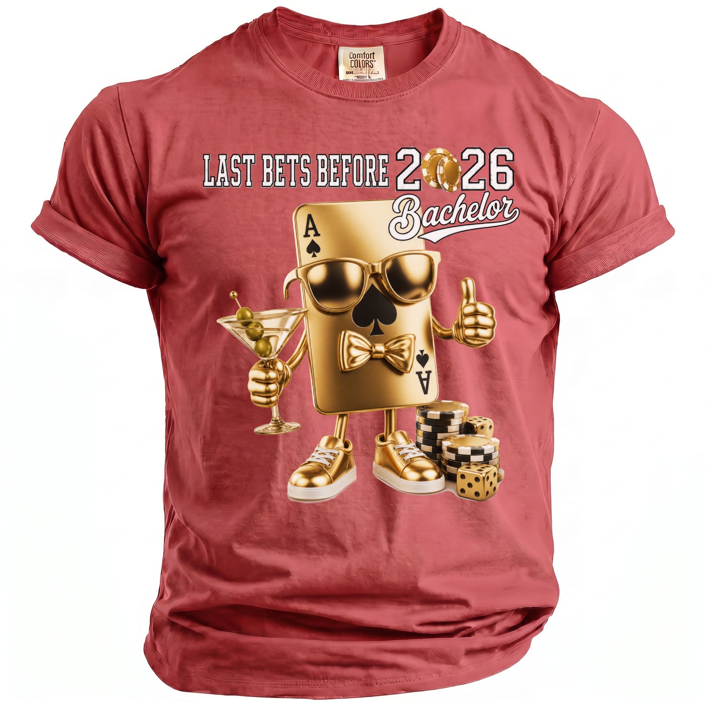 Ace of Spades with sunglasses holds martini, says "Last Bets Before Bachelor 2026".