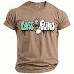 Brown t-shirt with "LAST FLING" text and a cartoon diamond ring graphic.