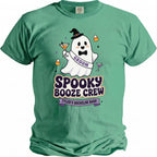 Ghost celebrating "Tyler's Bachelor Bash" with "Spooky Booze Crew" text.