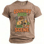 T-shirt graphic with country-themed elements and text: "Country Bach", "Last Rodeo Before the Ring", "Scene".
