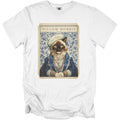 White t-shirt featuring a Siamese cat dressed in Victorian attire with "William Morris" text.