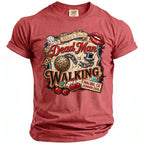 Red t-shirt with "Dead Man Walking" graphic, Malibu, CA Summer 2026.