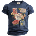 Navy t-shirt with a graphic featuring "Red, White & I Do" and Austin bachelor party details.