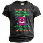 Black t-shirt with "The Final Countdown" and tiki mask design.