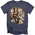 Dama con l'ermellino and Leonardo da Vinci illustration on a navy blue t-shirt.