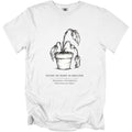 White t-shirt with drawing of wilted plant and text "Study of Hope in Decline".