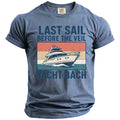 T-shirt with "Last Sail Before the Veil Yacht Bach" text and a yacht graphic.