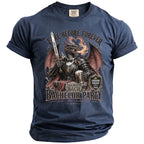 Dark blue t-shirt with a dragon graphic for a bachelor party.