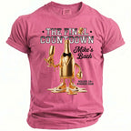Pink t-shirt with "The Final Countdown" and a gold champagne bottle graphic.