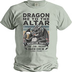 Dragon holding beer with text "Dragon Me To The Altar, Bachelor Party"