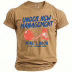 T-shirt with "Under New Management Mike's Bach LA, CA Summer 2026" text and graphics.