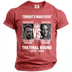 T-shirt with "Tonight's Main Event" text, groom and bride photos, and "The Final Round" details.