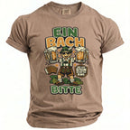 T-shirt with cartoon man holding beer mugs, text "EIN BACH" and "BITTE".