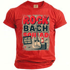 Red t-shirt with "Rock Bach Squad Last Gig Before the Ring" and guitar graphic.