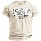 Sand t-shirt with "The Final Countdown" graphic and "Mike's Bach Malibu, CA Summer 2026" text.