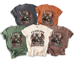 Five t-shirts in various colors featuring a dragon in armor with the text "Fire Before Forever" and "Bachelor Party".