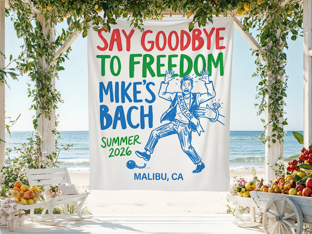 Banner: Say Goodbye to Freedom Mike's Bach, Summer 2026, Malibu, CA.