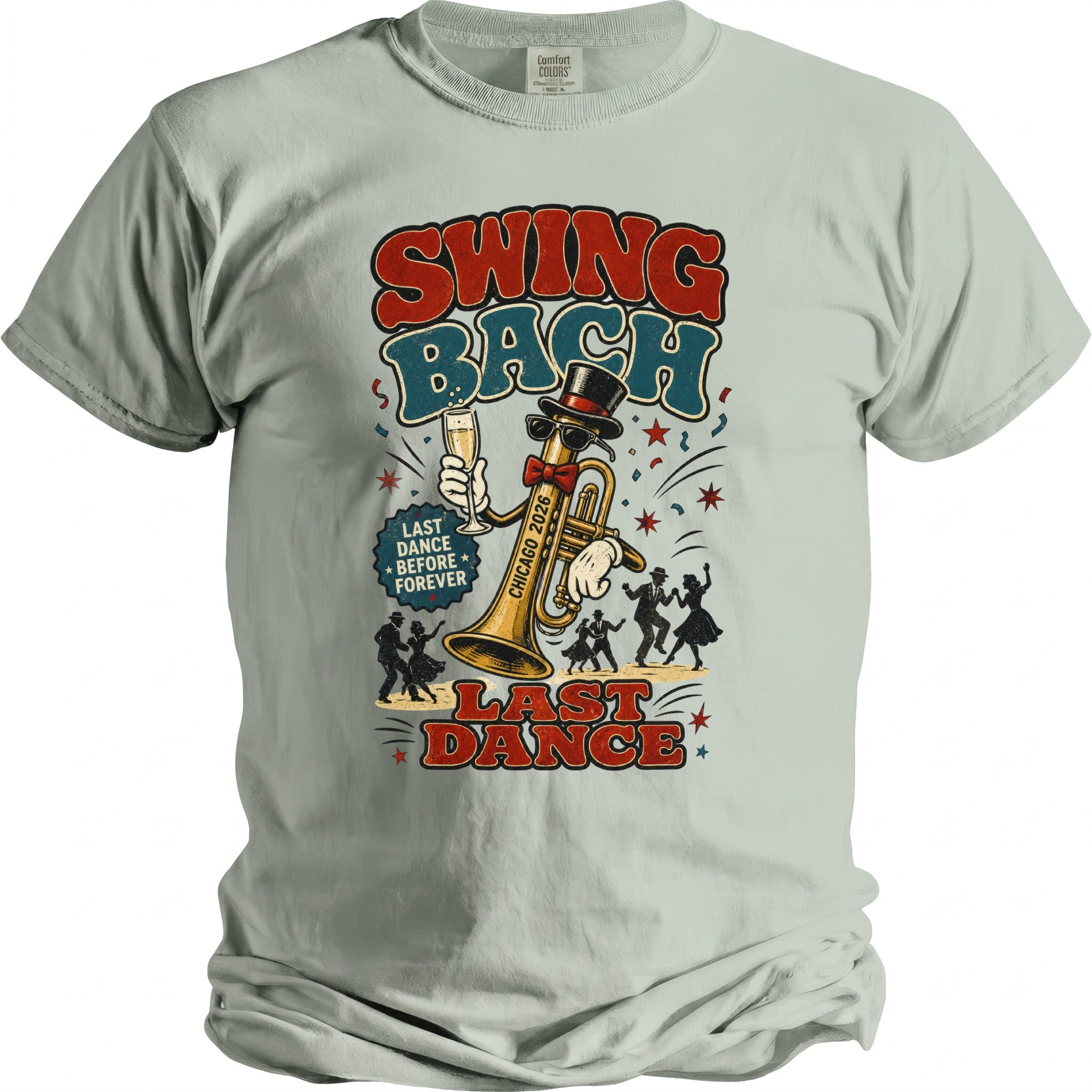 Swing Bach Chicago 2026 Last Dance Before Forever text on t-shirt.