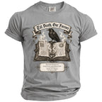 T-shirt with raven on an open book, text "Till Death, Our Forever".