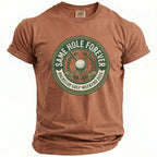 Brown t-shirt with "Same Hole Forever Bachelor Golf Weekend 2026" graphic.