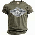 Olive green Comfort Colors t-shirt with a "Mike's Bach The Final Countdown" graphic.
