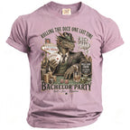 Dragon in a suit at a poker table with "Bachelor Party" text.