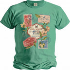 Green t-shirt with "Red, White & I Do Austin Texas Bachelor Party" graphic.