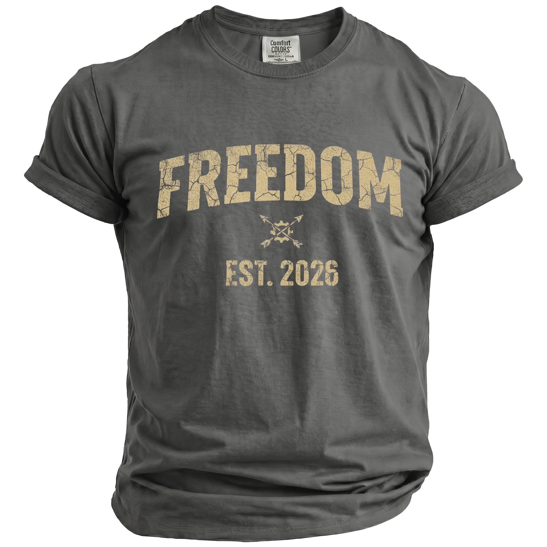 Grey t-shirt with "