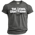 Gray t-shirt with "The Final Countdown" graphic and "Mike's Bach, Malibu, CA, Summer 2026".