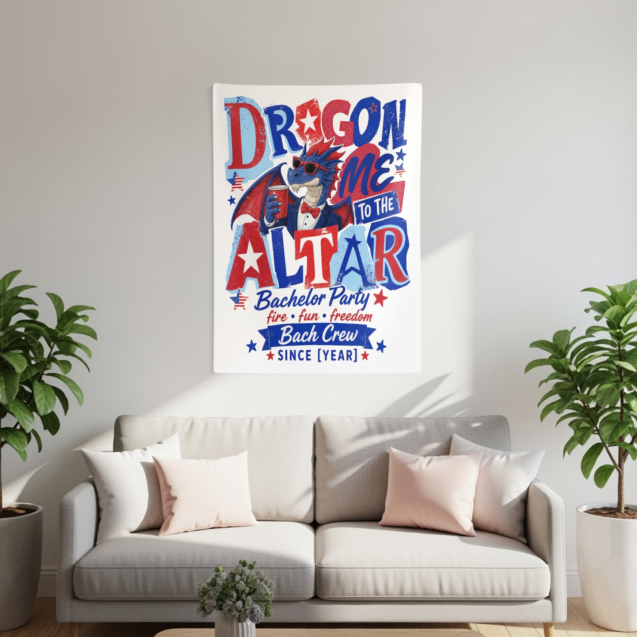 Dragon me to the altar bachelor party fire fun freedom bach crew since [year] art.