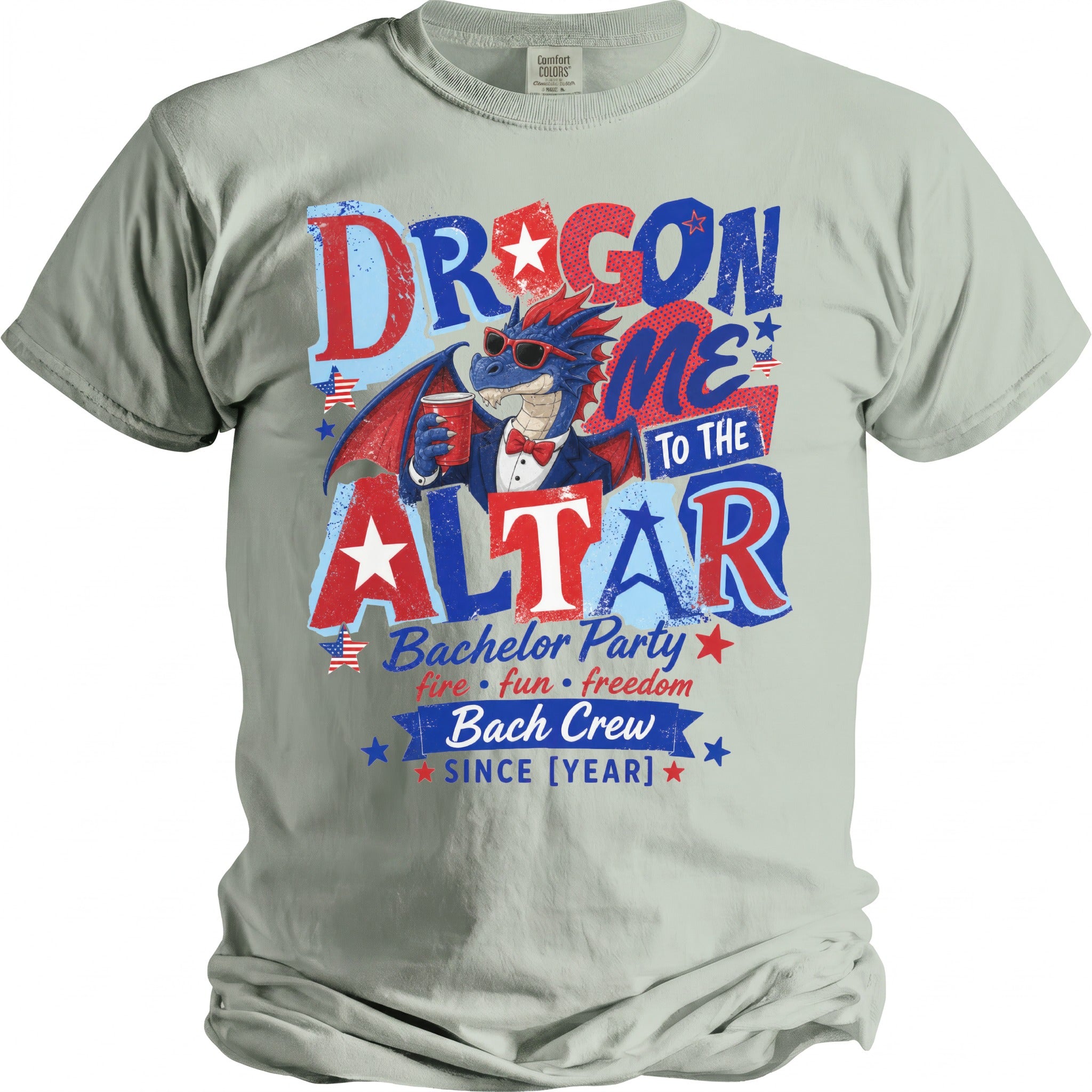 Dragon Me to the Altar Bachelor Party Bach Crew t-shirt with mascot.