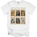 T-shirt with "Art of The World" and six famous artworks presented as postage stamps.