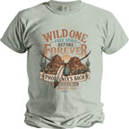 T-shirt with "Wild One Free Spirit Before Forever Phoenix's Bach Sedona AZ Summer 2026" graphic.