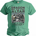 Dragon holding beer for bachelor party with text "Dragon Me to the Altar".