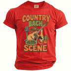 Red t-shirt with "Country Bach Last Rodeo Before The Ring Scene" graphic.