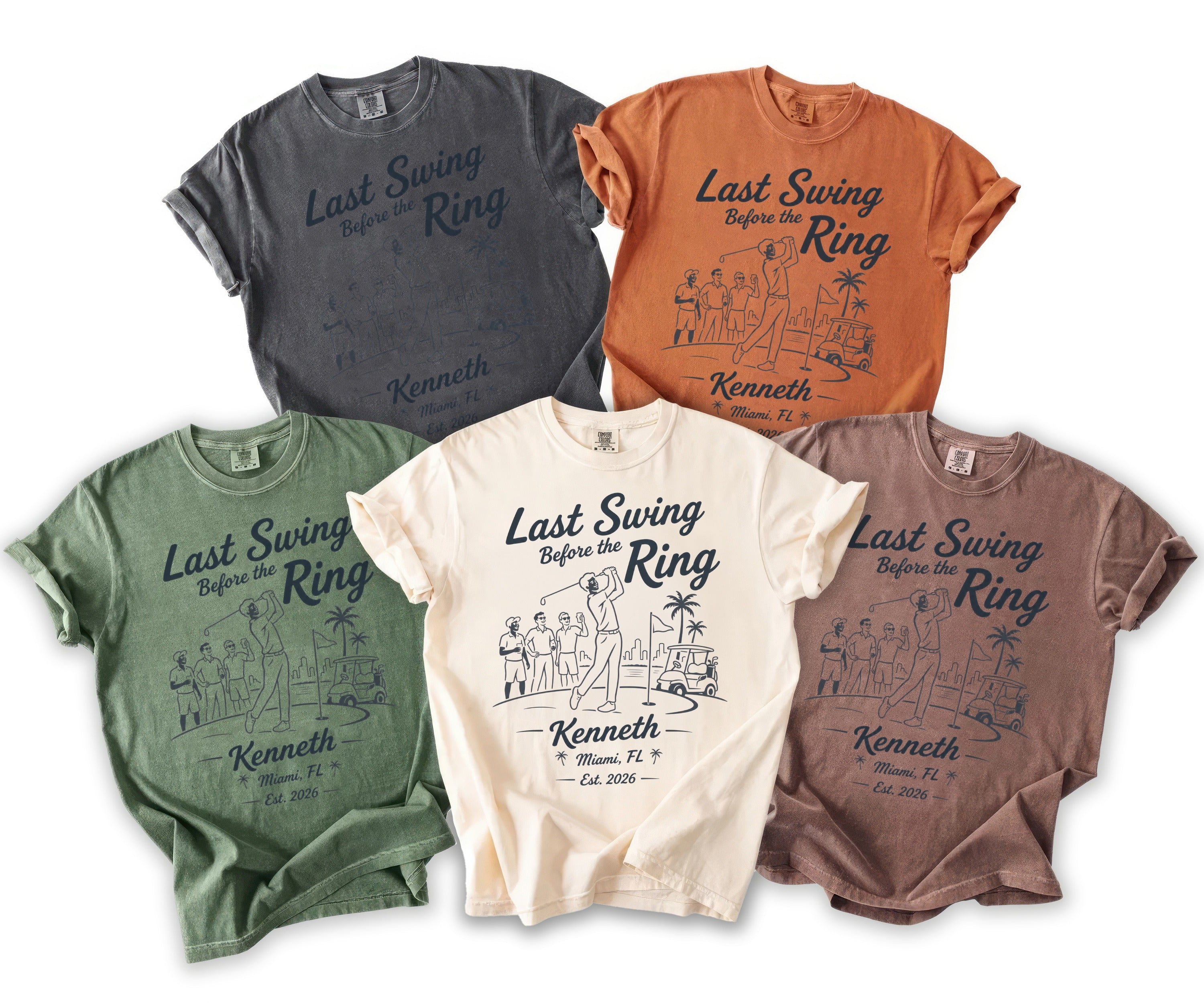 Five t-shirts in
