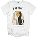 White t-shirt with "CAT DECO THE FINER THINGS" and two cats.