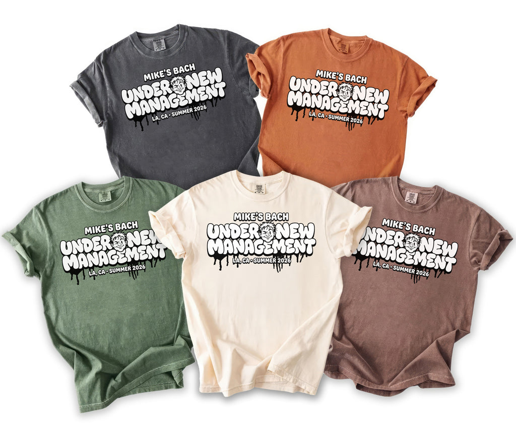 Five t-shirts in different colors, each