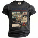 T-shirt with "Red, White & I Do Alex's Bachelor Party" and Austin, TX graphics.