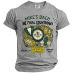 Grey t-shirt with "Mike's Bach The Final Countdown" text and bachelorette party graphics.