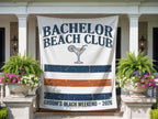 Bachelor Beach Club banner with tropical drink and "Groom's Beach Weekend - 2026" text.