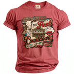 Red t-shirt with "The Bach Final Countdown Malibu, CA Summer 2026" graphic.