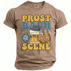 Brown t-shirt with "Prost Bach" text, beer, pretzel, and Munich 2026.