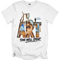 White t-shirt with surrealist "ART" design and "TIME WELL SPENT." text.