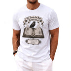 T-shirt with raven on open book and text 'Til Death, Our Most Faithful Spell.
